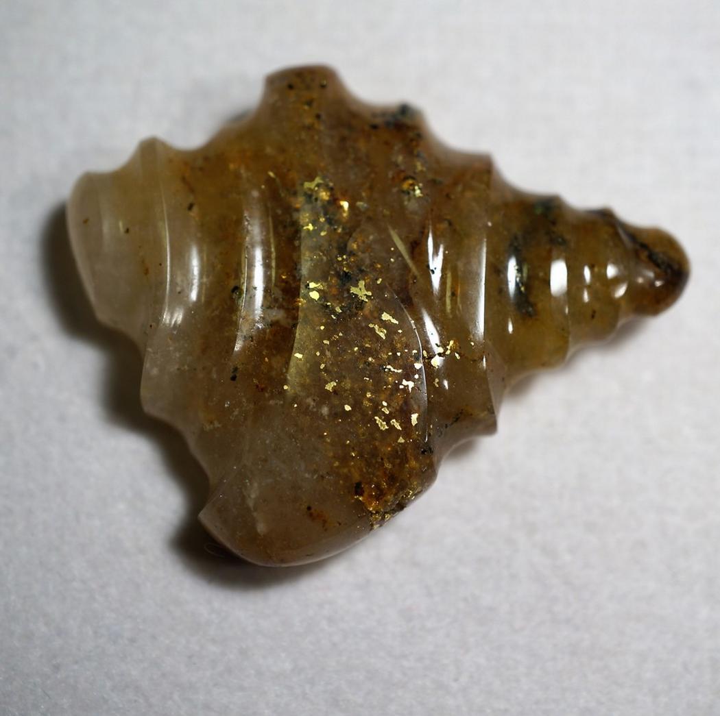 Gold in Quartz - carved gem