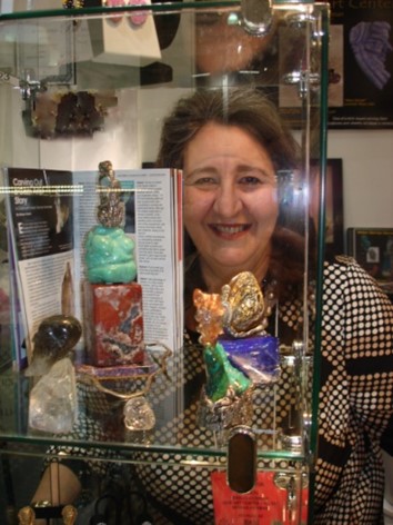 Helen with her gemstones display